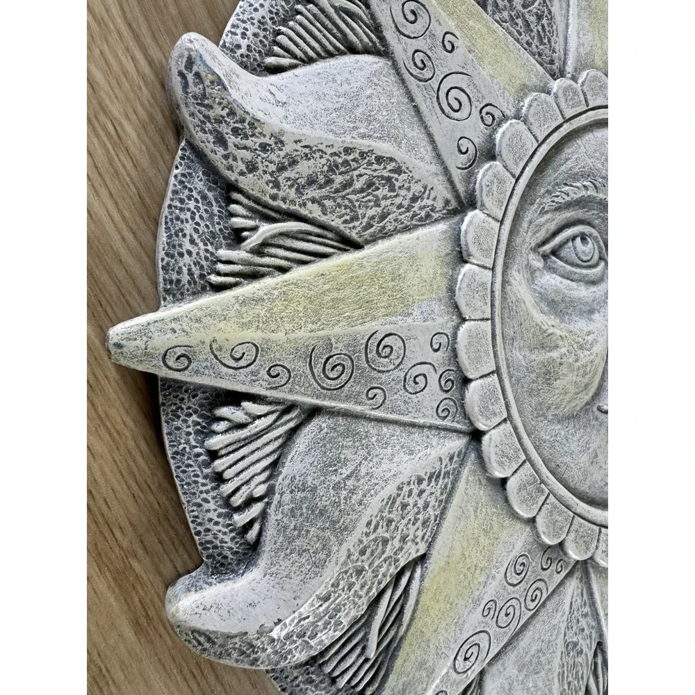 Vintage NCE Sun Face Celestial Wall Plaque Whimsigoth Resin Decor 11.5